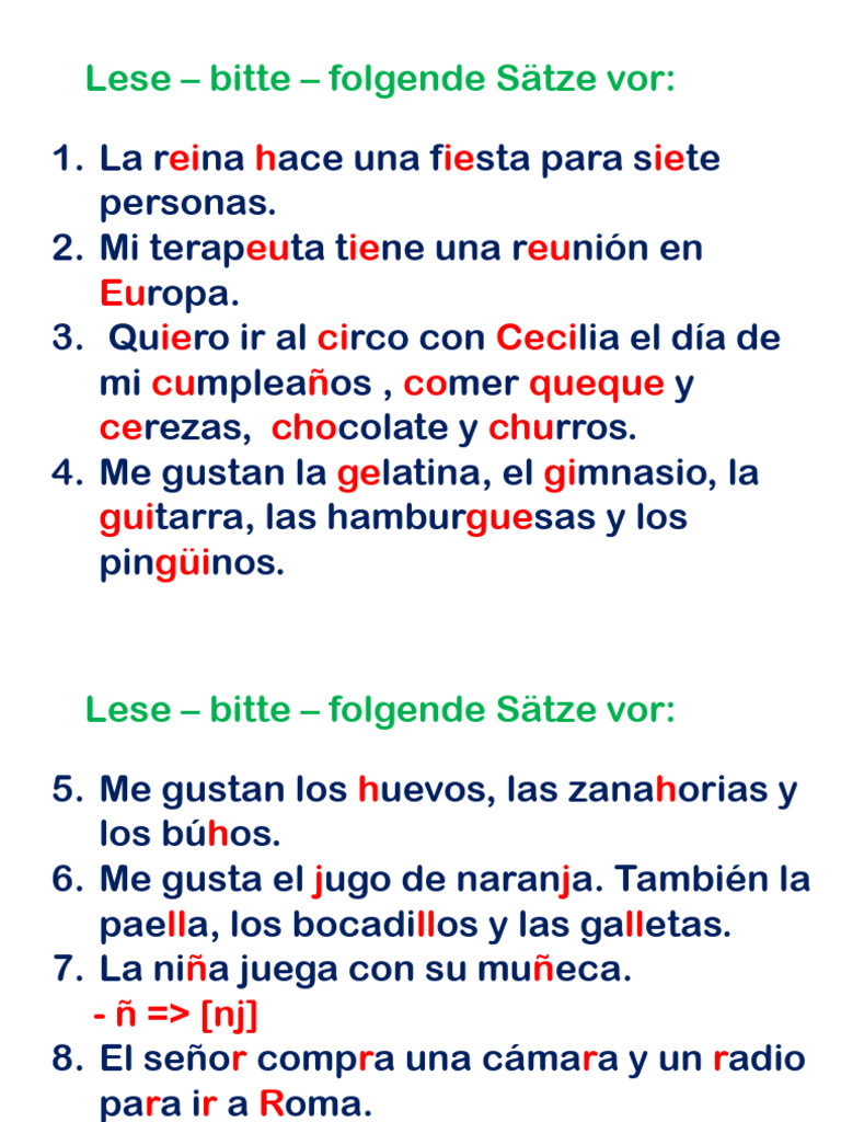 Oraciones Para Practicar La Pronunciación Pdf