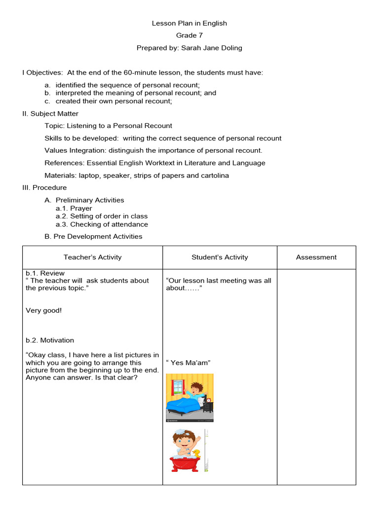 Lesson Plan Grade 7sarah | PDF | Lesson Plan