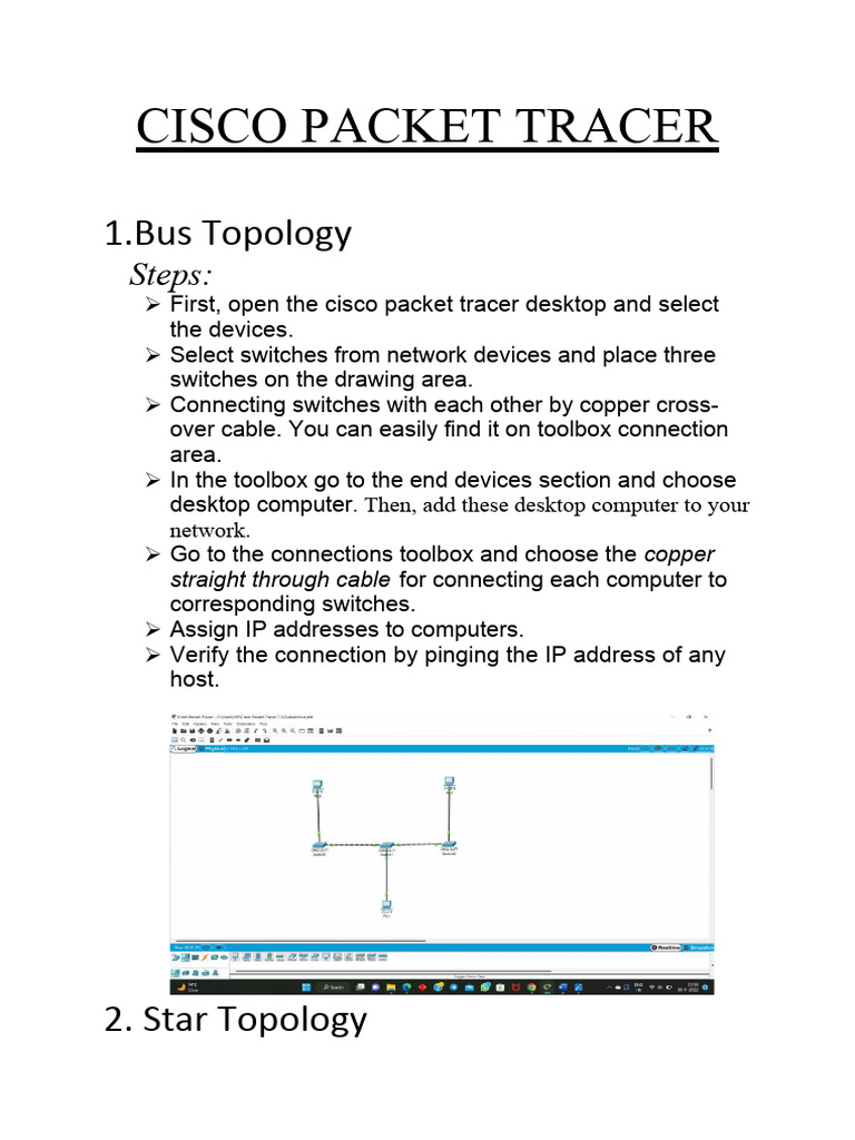 Cisco Packet Tracer Topology Guide | PDF | Network Topology | Network ...
