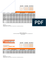 Lista de Precios Servicios de Corte Láser CNC 2022