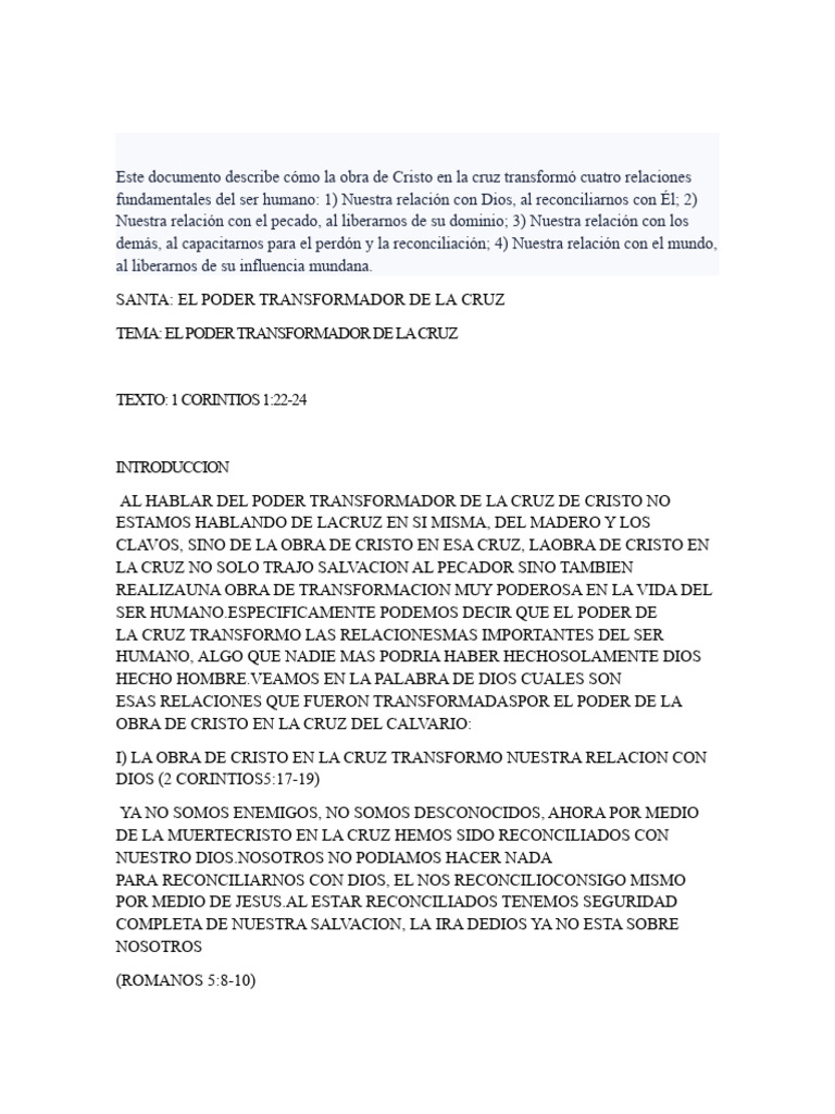 El Poder Transformador de La Cruz | PDF | Cristo (título) | Pecado