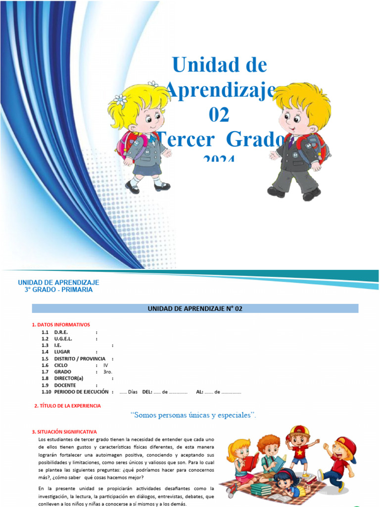 Unidad de Aprendizaje 3° Grado 2024 | PDF | Aprendizaje | Las emociones
