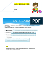 PLAN DE PIZARRA LA SÍLABA Y SU CLASIFICACIÓN, ATÓNA Y TÓNICA, 5TH 2022 Segundo Parcial