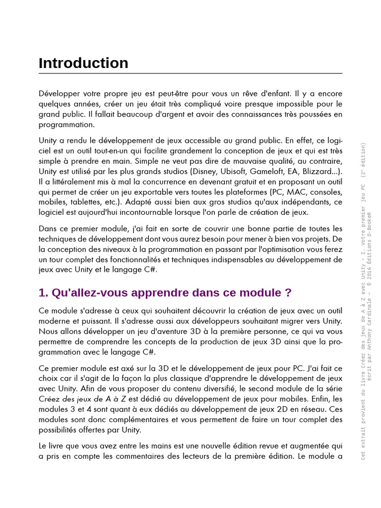 Créez votre premier jeu PC avec Unity | PDF | Unity (Moteur de jeu ...