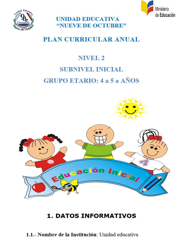 INICIAL plan curricular anual 2019-2020 | PDF | Aprendizaje | Educación ...