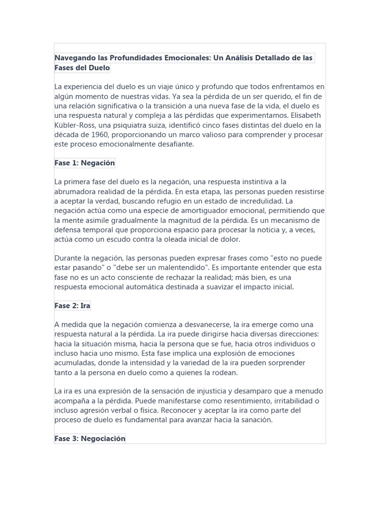 Fases del Duelo: Guía Emocional Completa | PDF | Dolor | Las emociones