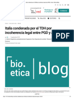 Italia Condenada Por El TDH Por Incoherencia Legal Entre PGD y Aborto - BioeticaBlog