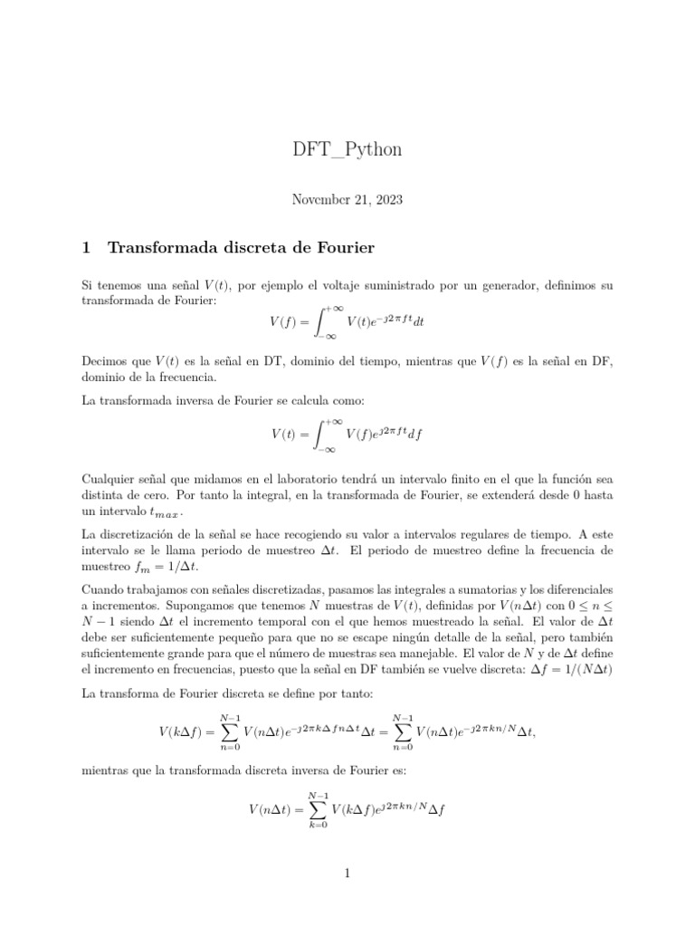 Dft python pdf integral transformada de fourier