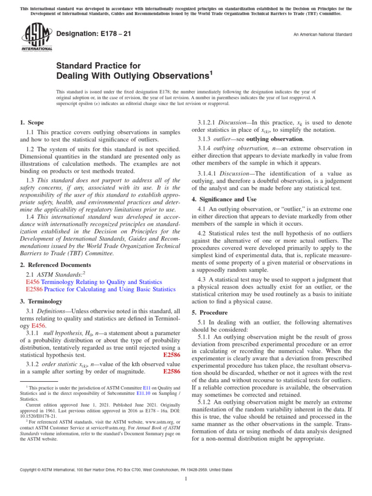 Dealing With Outlying Observations: Standard Practice For | PDF ...