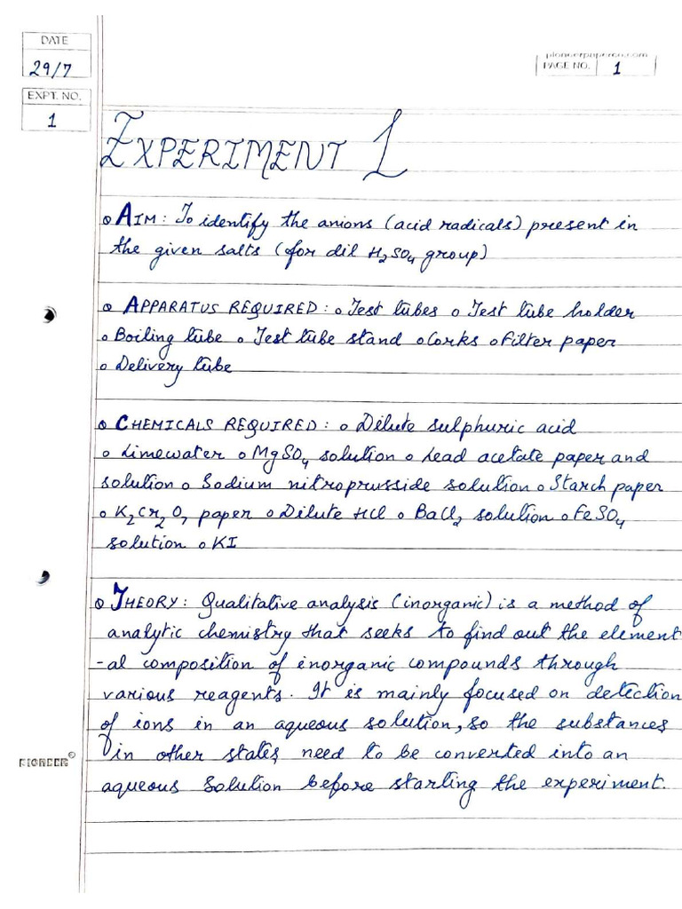 Experiment 6 XI Chemistry (Practical) | PDF