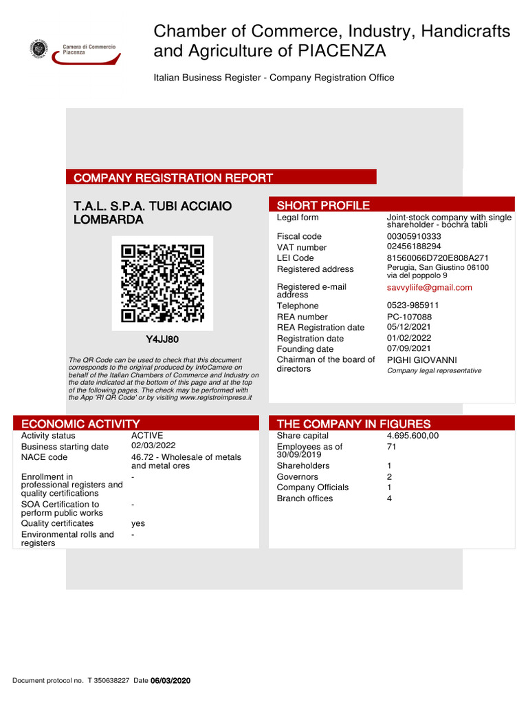3 TAL Trade Register Company Status | PDF | Joint Stock Company ...