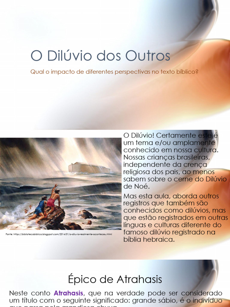 Dilúvios: Perspectivas Culturais e Bíblicas | PDF | Moisés | Mito do ...