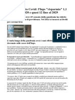 Pensioni, Effetto Covid - L'inps Risparmia 1,1 Miliardi Sul 2020 e Quasi 12 Fino Al 2029