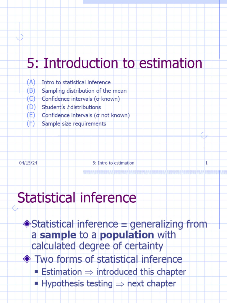 Estimation Pdf Statistics Confidence Interval