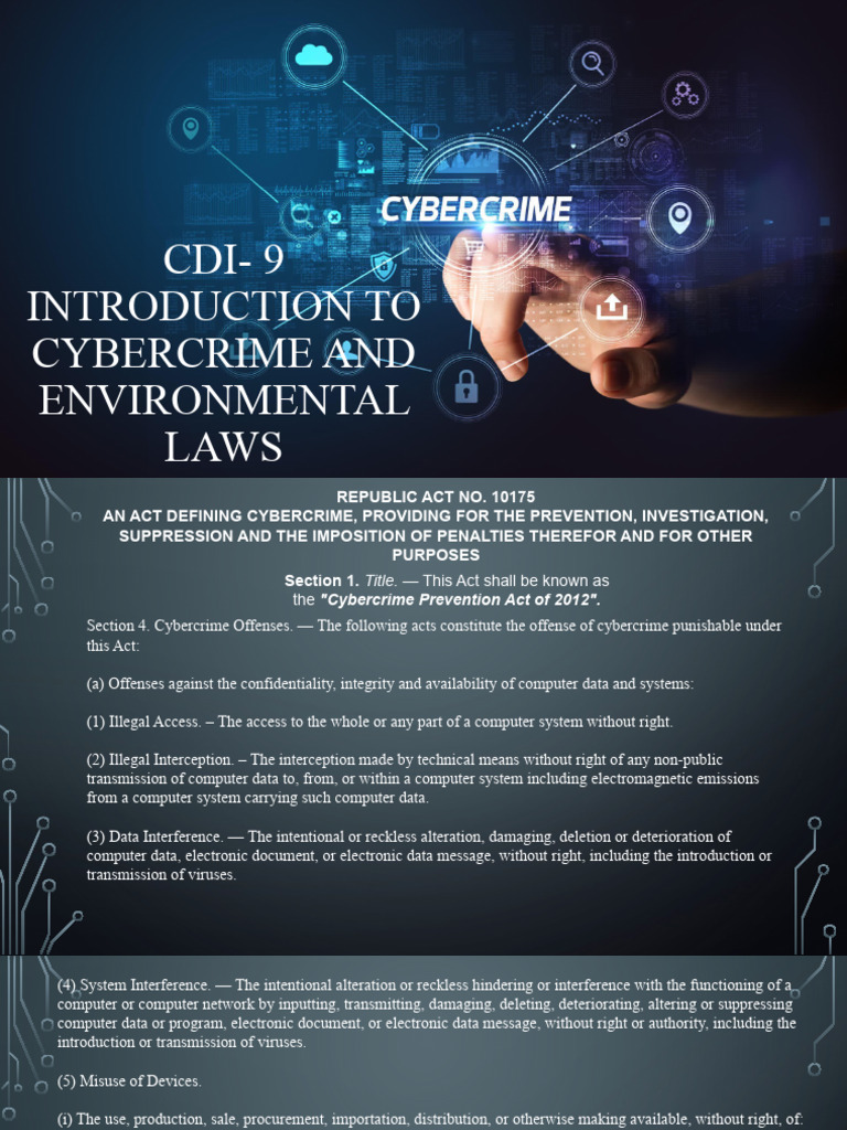 Cdi 9 Introduction To Cybercrime and Environmental Laws | PDF ...