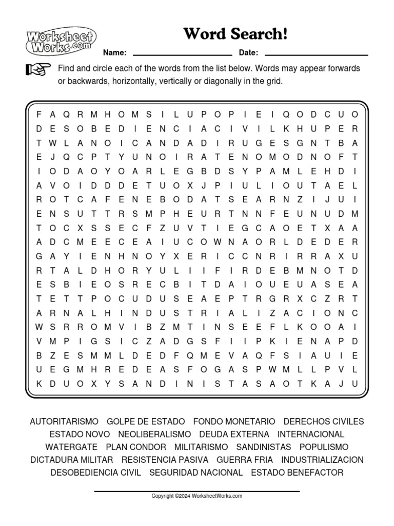 Worksheetworks word search 1 pdf militarismo militar