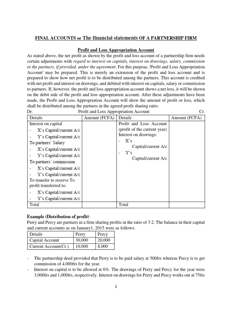 Partnership Final Accounts Overview | PDF | Debits And Credits ...