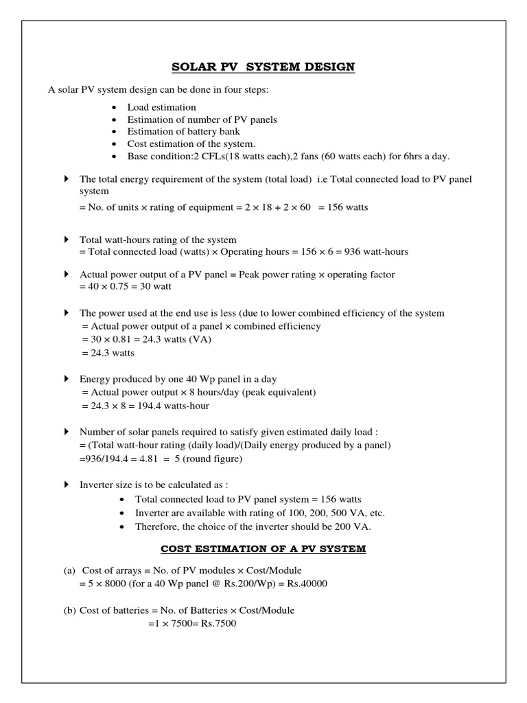 Unit 4 PV Design and Estimation | PDF | Photovoltaics | Power Inverter