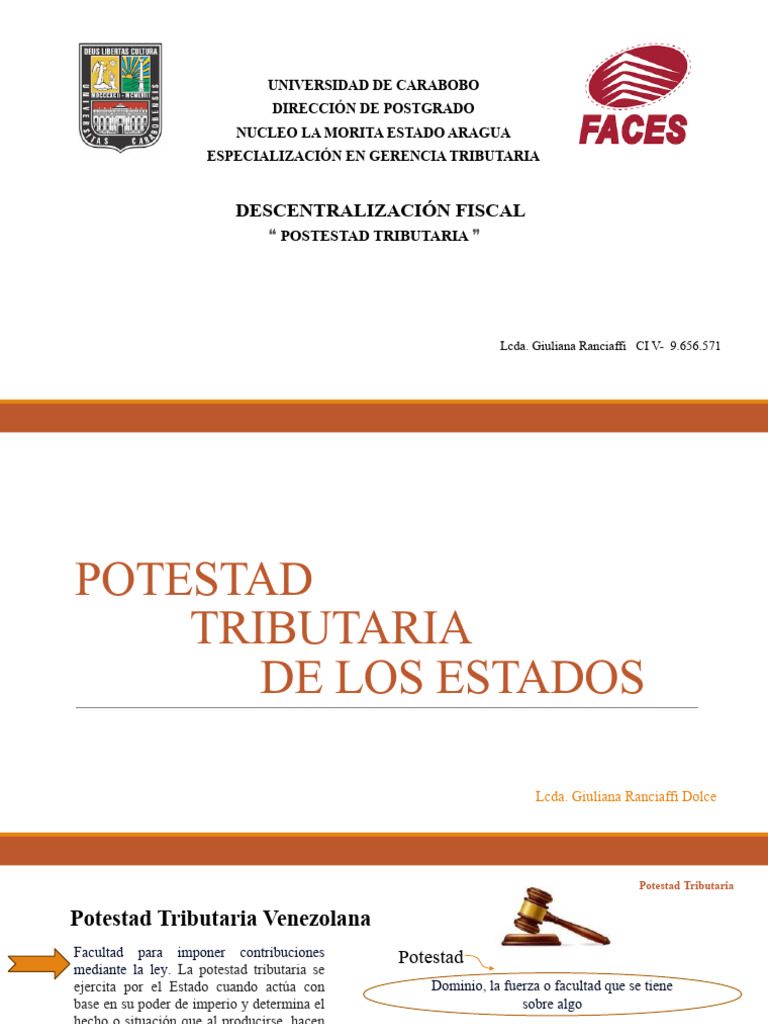 Potestad Tributaria en Venezuela | PDF | Impuestos | Gobierno local