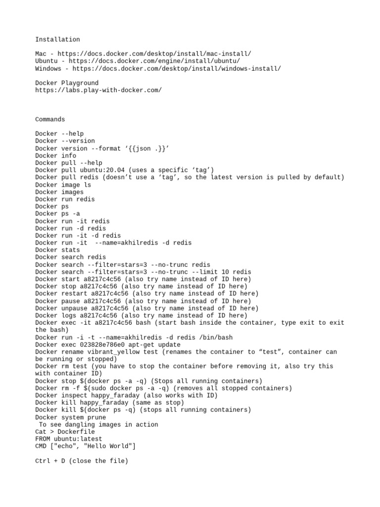 Docker Installation and Command Guide | PDF | Software Engineering ...