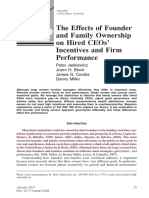 Jaskiewicz Et Al 2017 The Effects of Founder and Family Ownership On Hired Ceos Incentives and Firm Performance