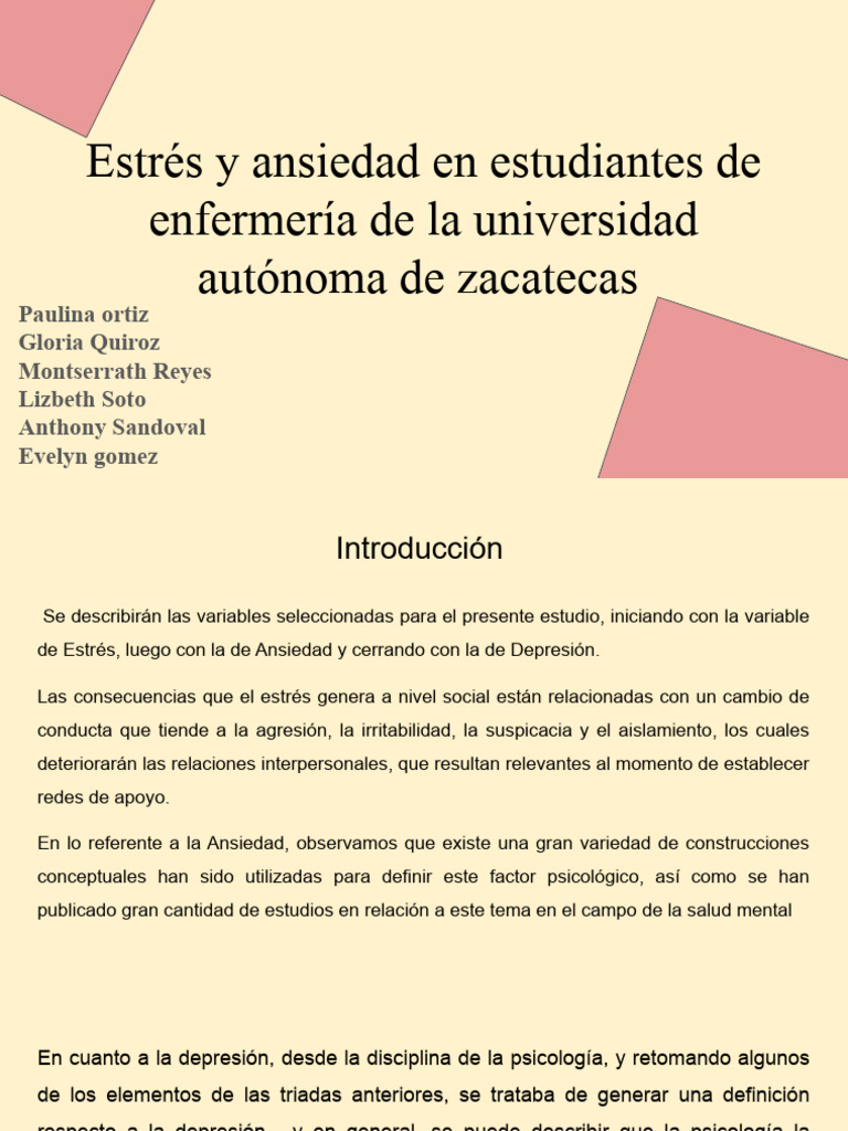 Estrés y ansiedad en estudiantes de enfermería | PDF | Sicología | Ansiedad