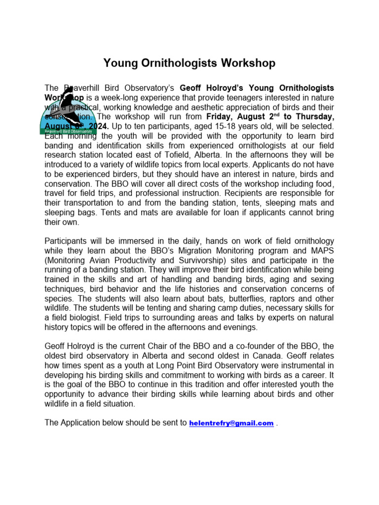 2024 yo application pdf ornithology