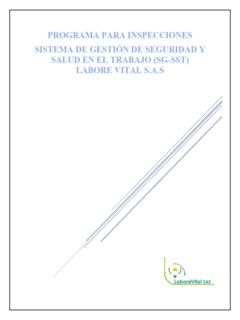 PG-SST-01 PROGRAMA PARA INSPECCIONES DE SEGRUIDAD Y SALUD EN EL TRABAJO ...