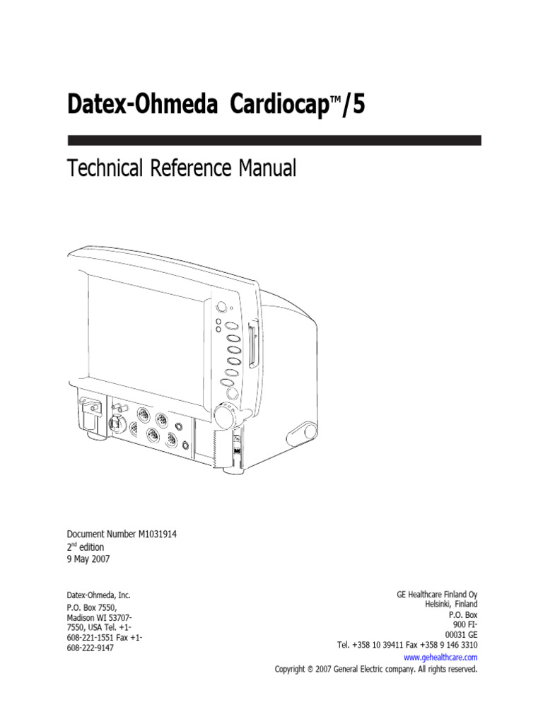 Monitor Datex Ohmeda Cardiocap 5, Service Manual PDF Electrostatic