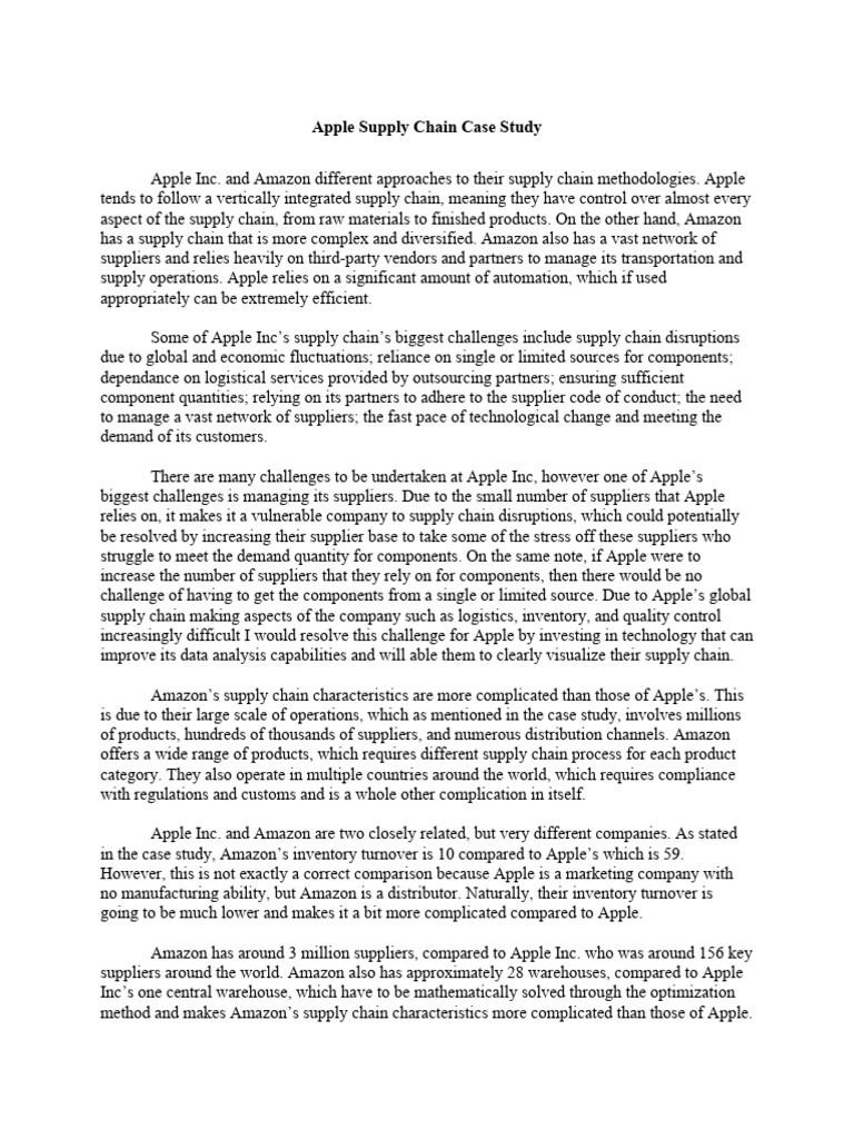 Apple vs. Amazon: Supply Chain Strategies | PDF | Supply Chain | Logistics
