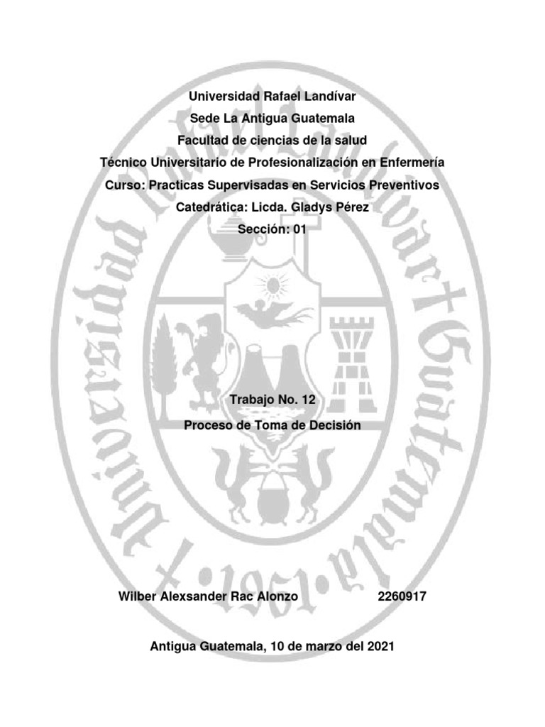 Hoja de trabajo 12 proceso de toma de decision pdf