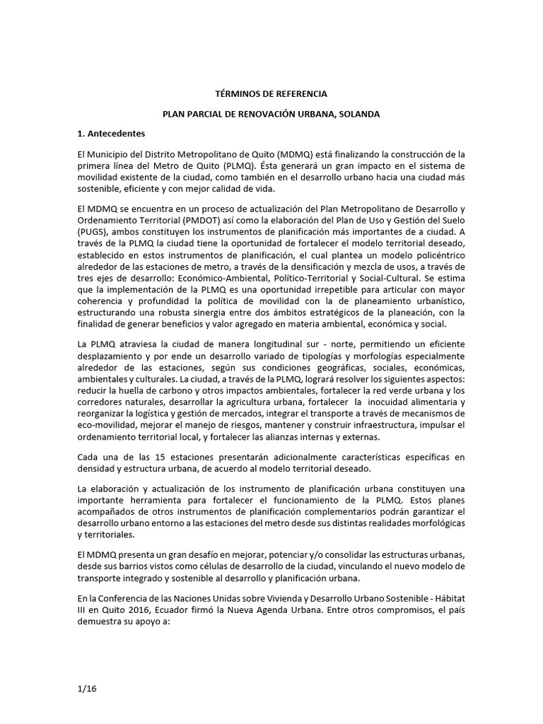Plan Parcial de Renovación Urbana en Solanda | PDF | Urbanismo ...