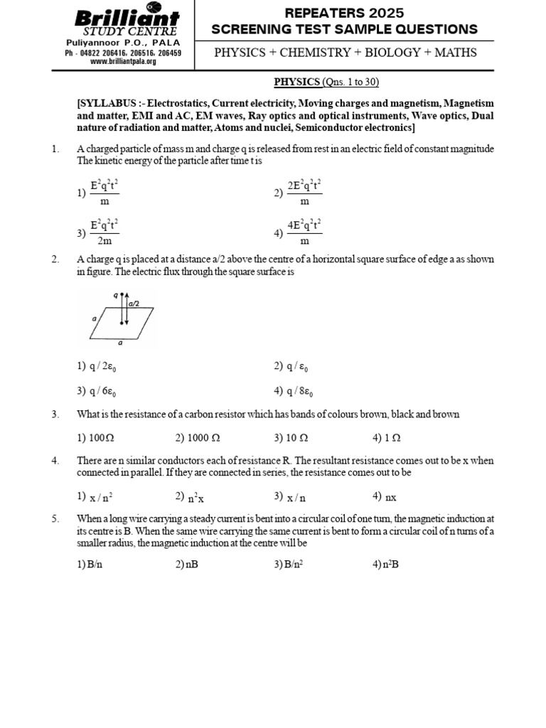 Repeater Test Sample Questions 2025 | PDF | Electronvolt | Electron
