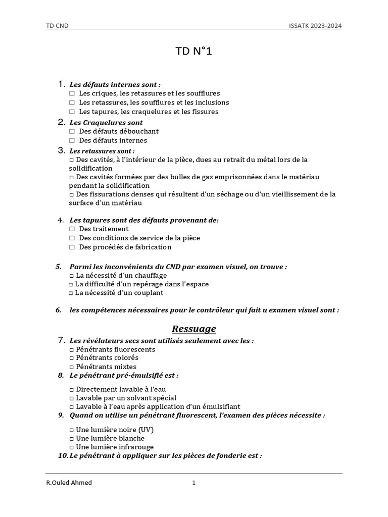 Défauts et Contrôles Non Destructifs CND | PDF | Contrôle non ...