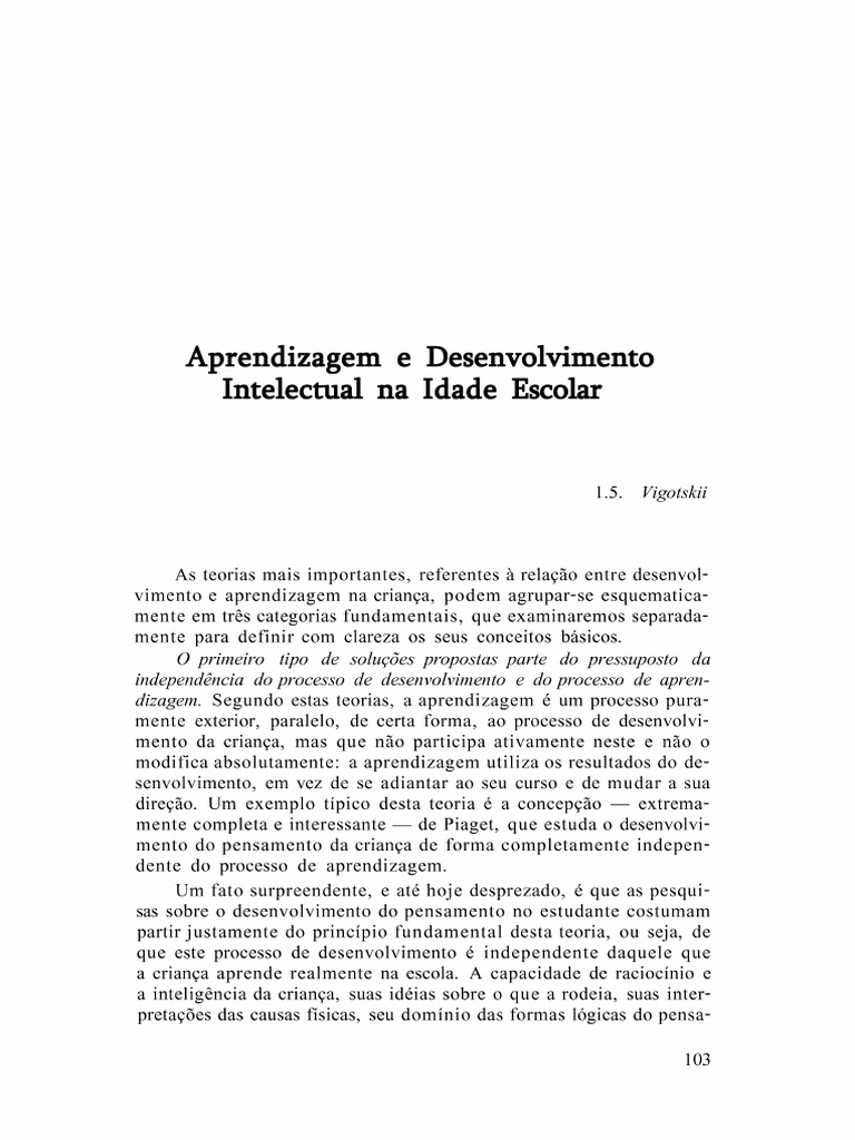 Aprendizagem e Desenvolvimento Intelectual | PDF | Aprendizado | Pensamento