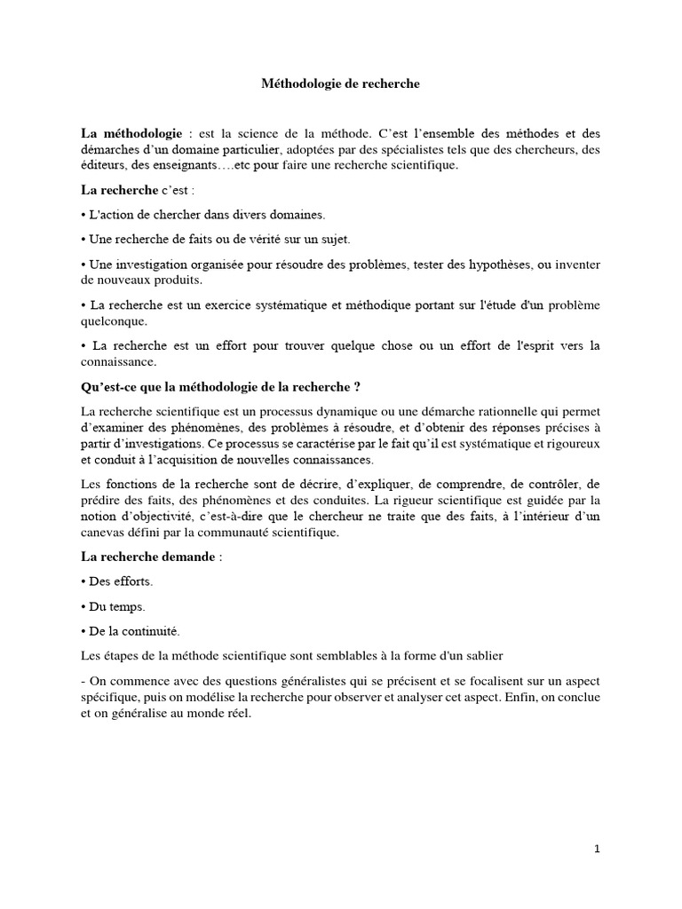 Méthodologie de la recherche scientifique | PDF | Méthode scientifique ...