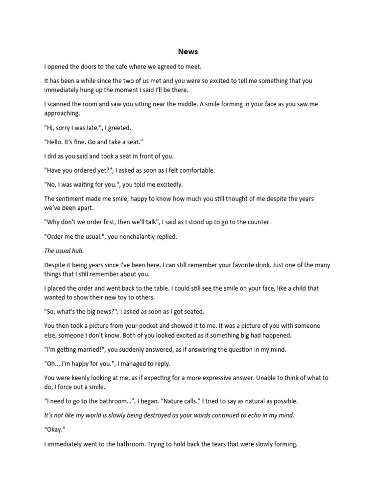 Cafe Reunion: A Heartfelt Confession | PDF | Self-Improvement