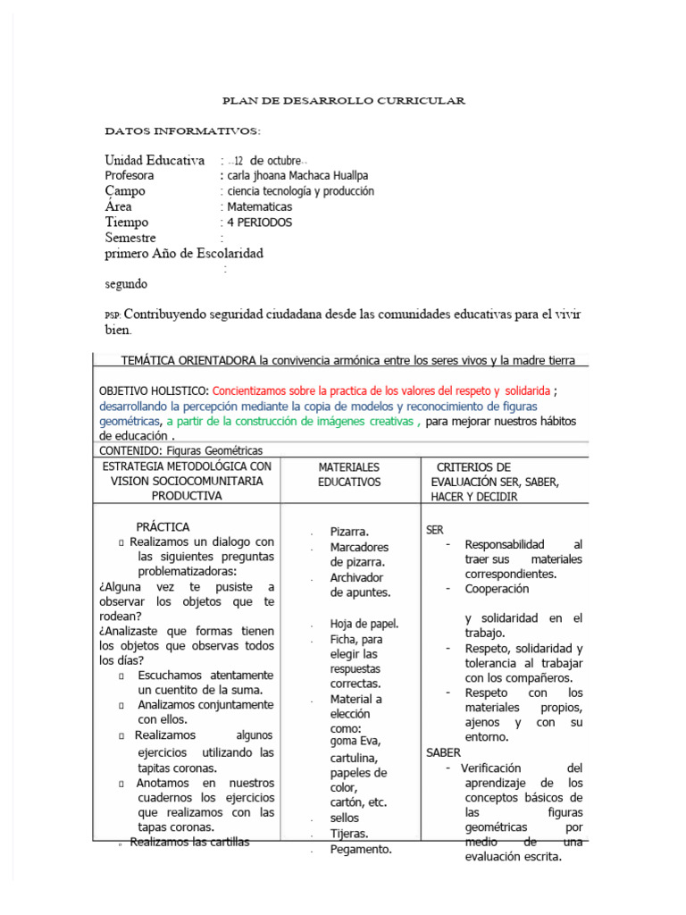 Primaria Plan de Clase | PDF
