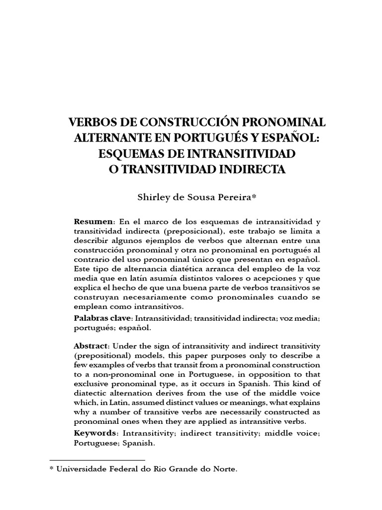Verbos Pronominales en Español y Portugués | PDF | Verbo | Asunto ...