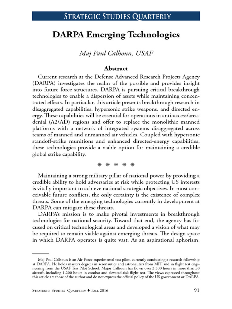 DARPA's Breakthrough Military Technologies | PDF | Darpa | Unmanned ...