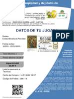 Datos de Tu Jugada: Certificado de Propiedad y Depósito de Lotería Nacional