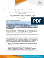 Guía de Actividades y Rúbrica de Evaluación - Unidad 3 - Tarea 4 Elaborar Un Informe, Argumentado A Partir Del Desarrollo de Las Actividades