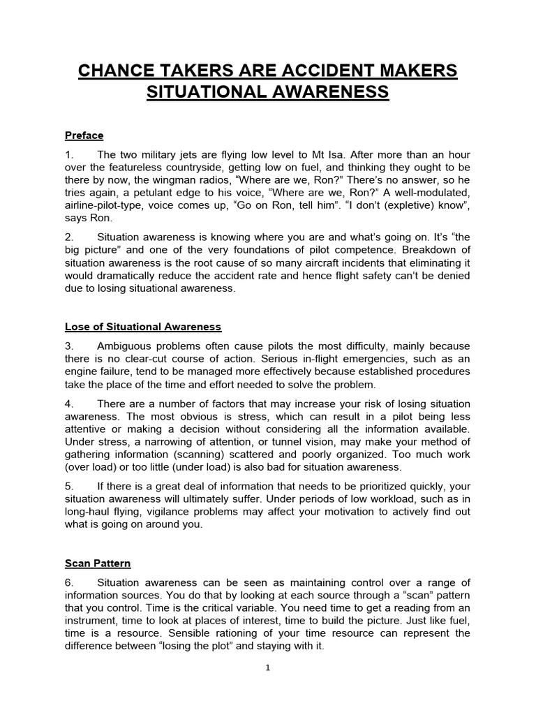 Enhancing Pilot Situational Awareness | PDF | Aviation | Aviation Safety