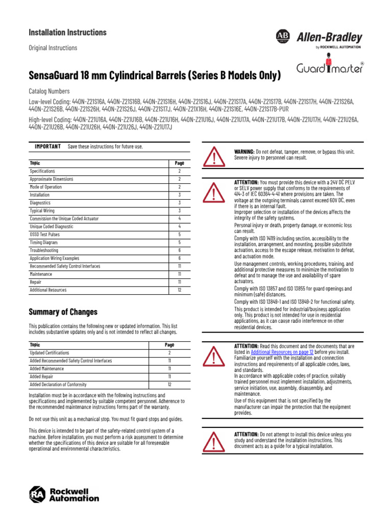 Sensaguard 18 MM Cylindrical Barrels (Series B Models Only ...