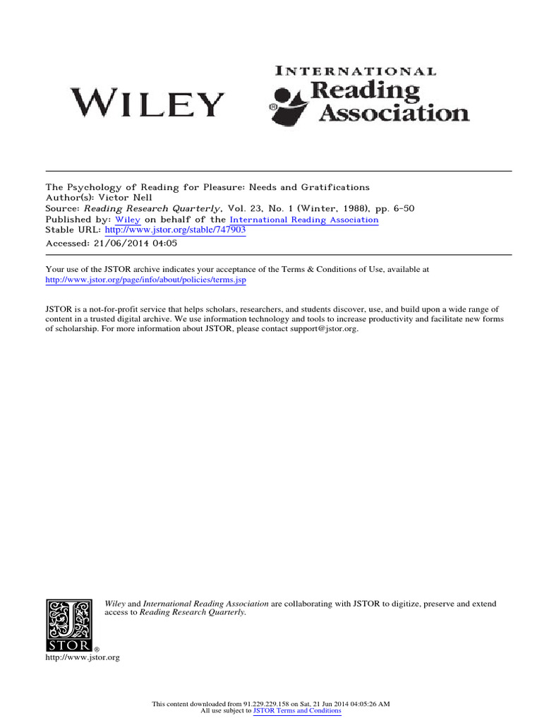 6 the psychology of reading for pleasure pdf cognition cognitive