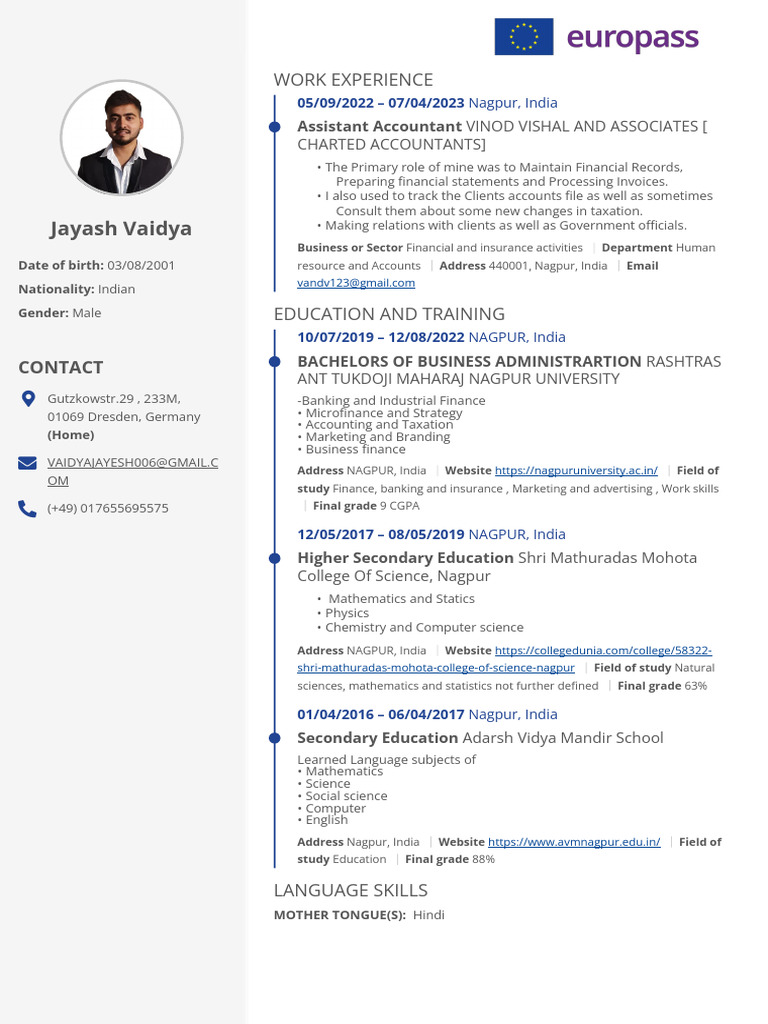 Jayash Vaidya's Professional Profile | PDF | Science | Business