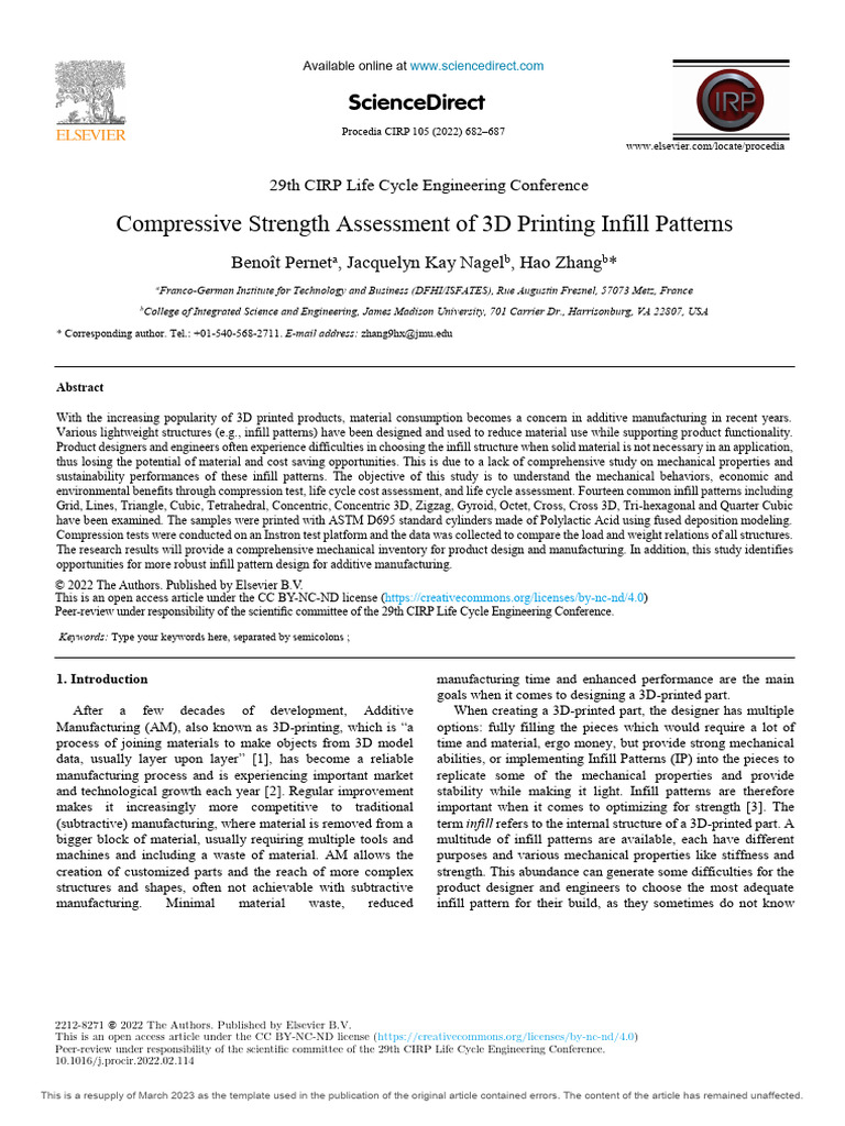 1 s2.0 S2212827122001159 Main | PDF | 3 D Printing | Strength Of Materials