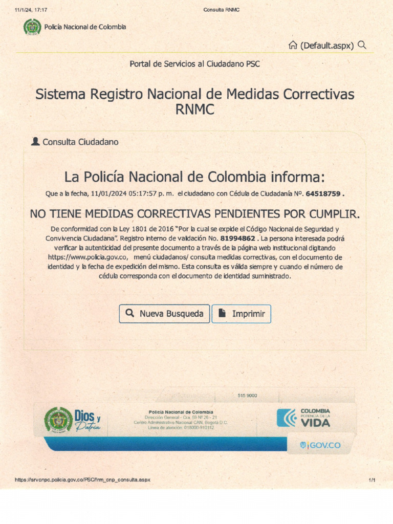 Certificado de RNMC RL | PDF