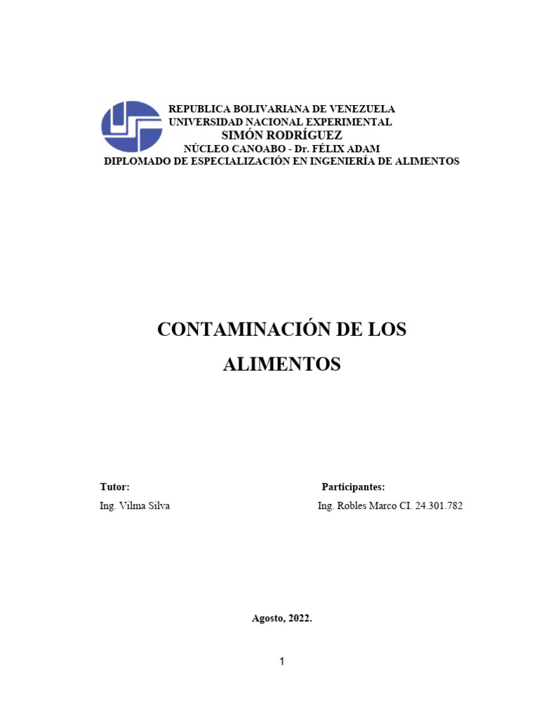 Fuentes y tipos de contaminación alimentaria | PDF | Alimentos ...
