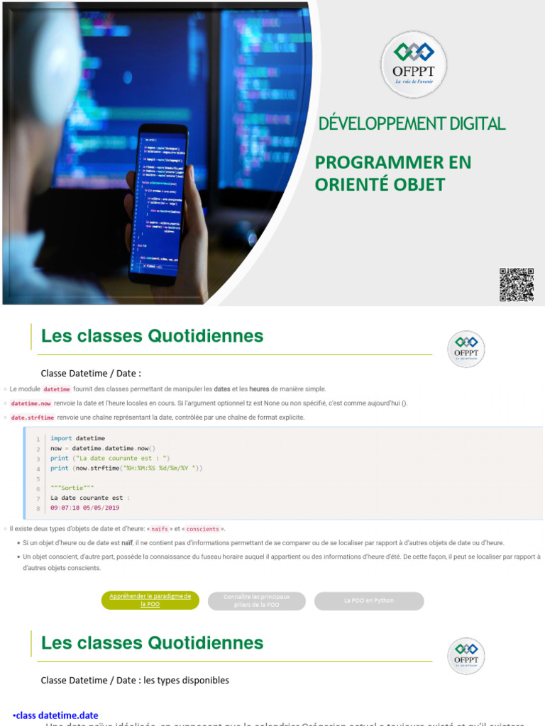POO en Python : Classes Datetime et Date | PDF | Programmation orientée ...